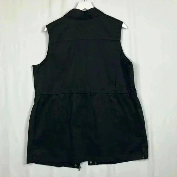 a new day Womens Vest/Blouse Black XXL Full Zip/Snaps Flap Pockets Sleeveless - Picture 10 of 14